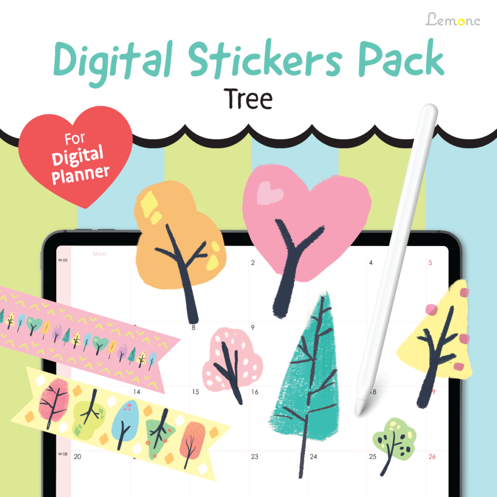 Trees Sticker Digital DP2217 Digital Stickers Pack –Tree – Digital Product : Sugar Morning