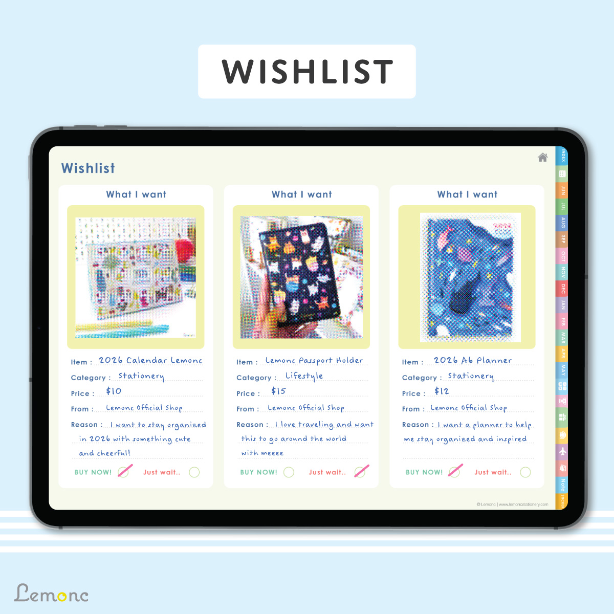 Lemonc : Digital Planner Goodnotes, iPad Planner, June 2026 - May 2027