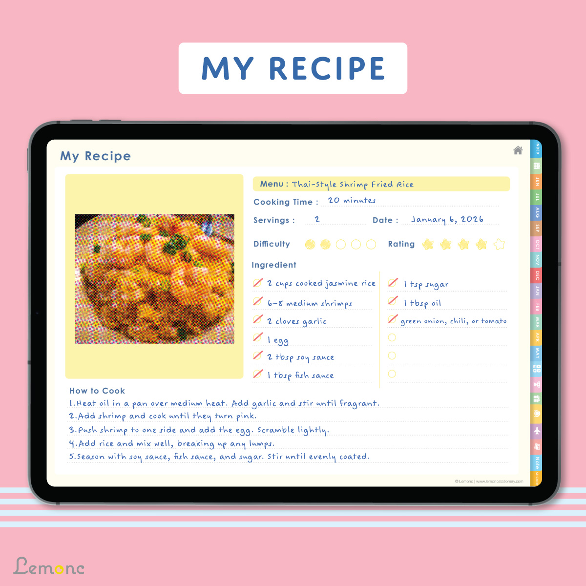 Lemonc : Digital Planner Goodnotes, iPad Planner, June 2026 - May 2027
