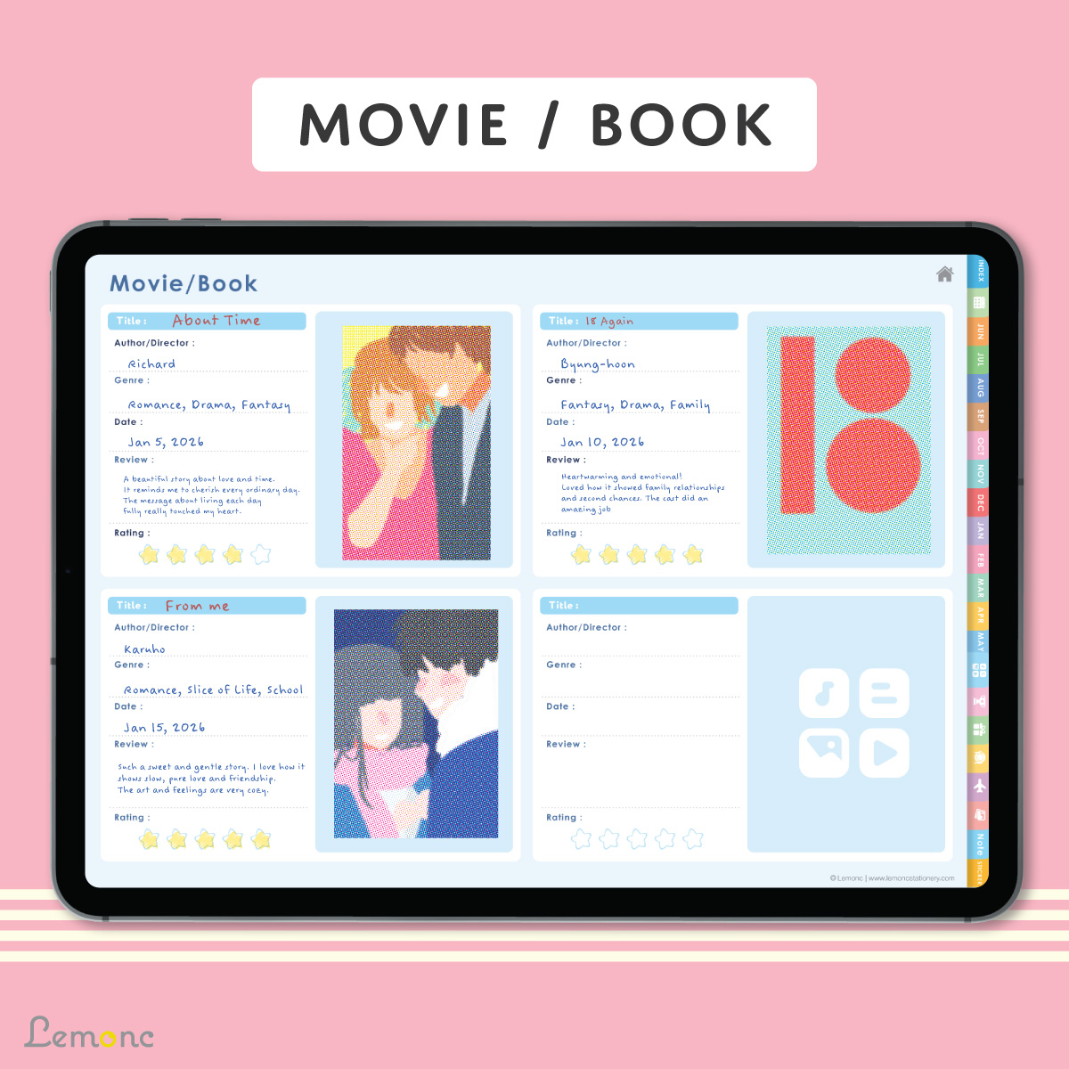 Lemonc : Digital Planner Goodnotes, iPad Planner, June 2026 - May 2027