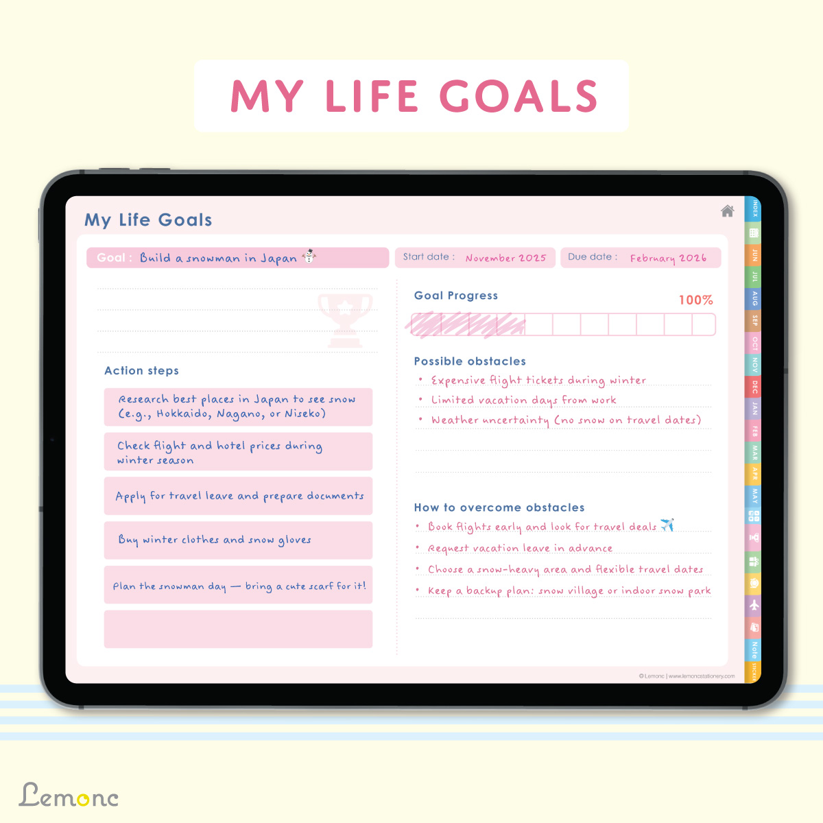 Lemonc : Digital Planner Goodnotes, iPad Planner, June 2026 - May 2027