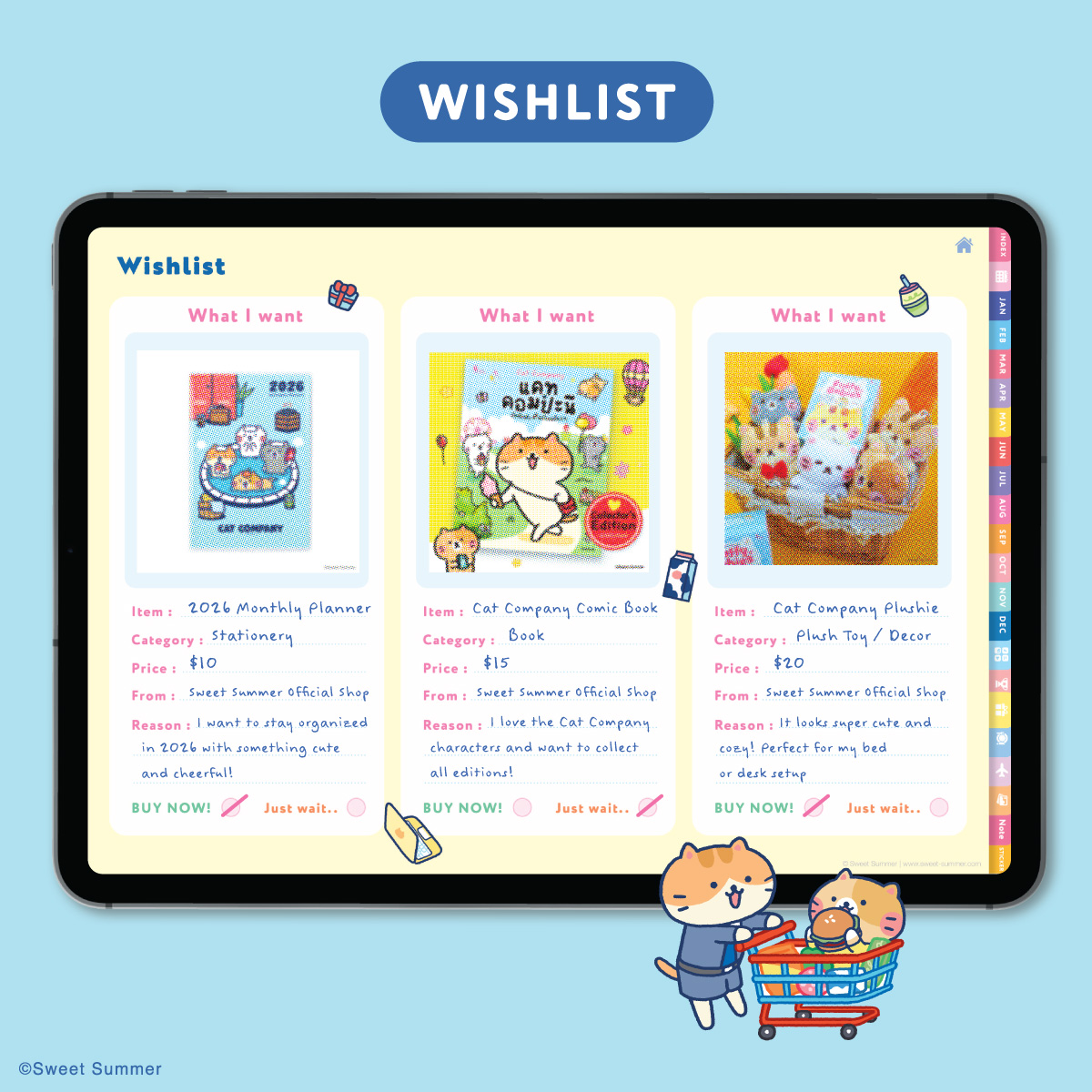 Cat Company 2026 Digital Planner for iPad (Goodnotes Compatible)