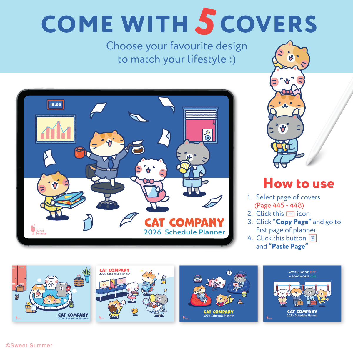 Cat Company 2026 Digital Planner for iPad (Goodnotes Compatible)