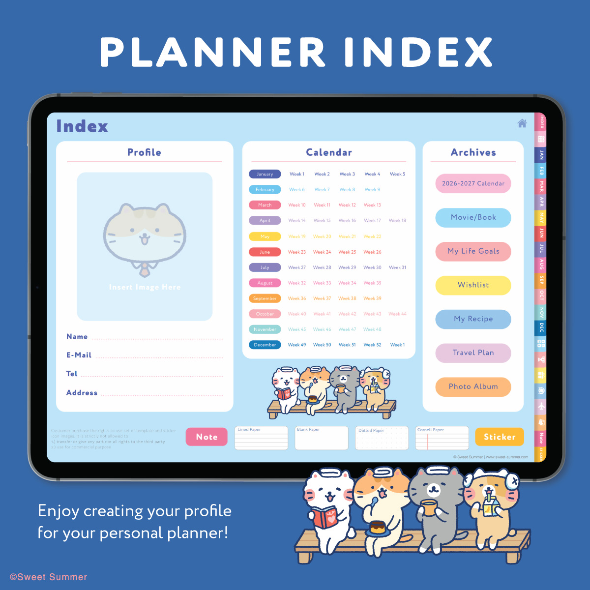 Cat Company 2026 Digital Planner for iPad (Goodnotes Compatible)
