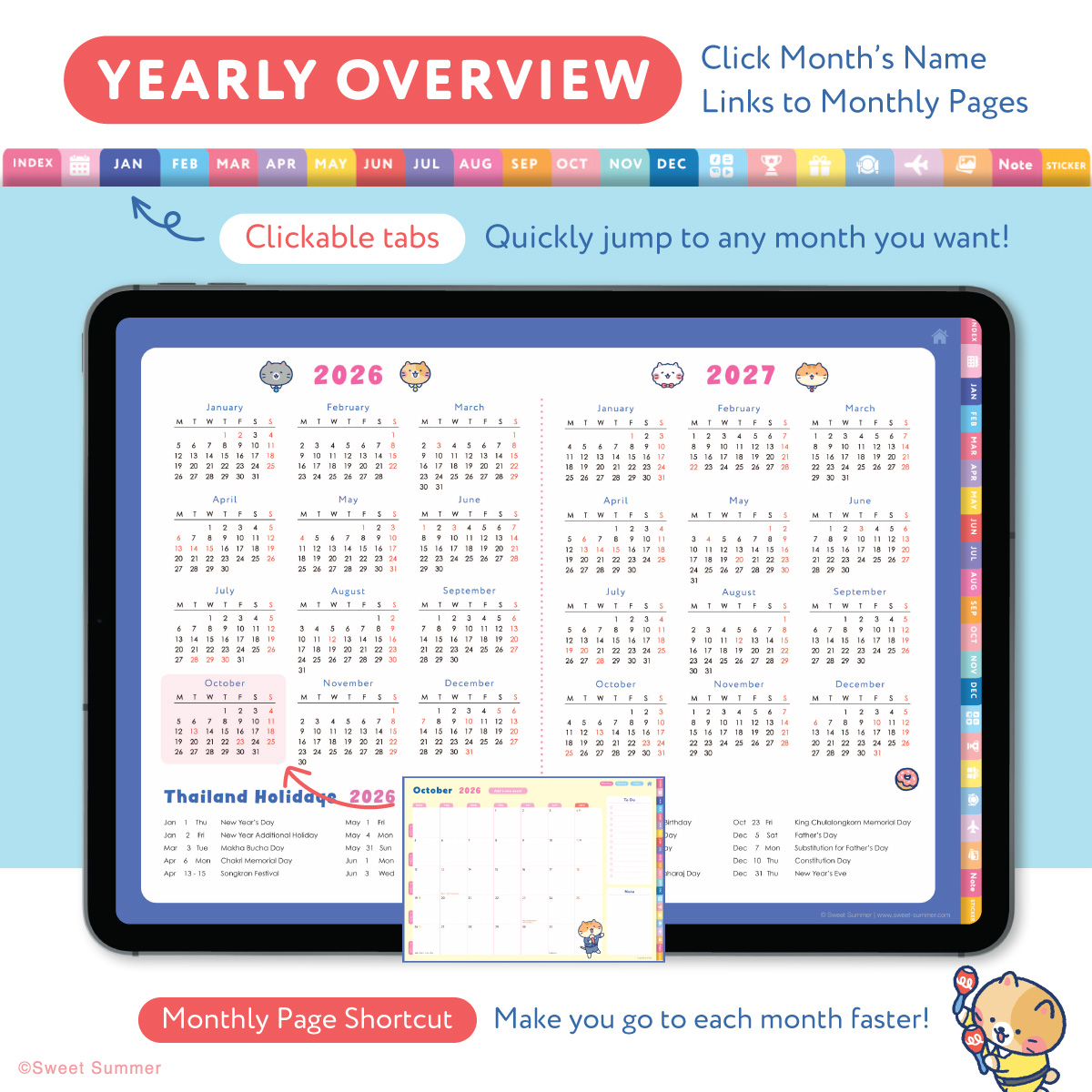 Cat Company 2026 Digital Planner for iPad (Goodnotes Compatible)