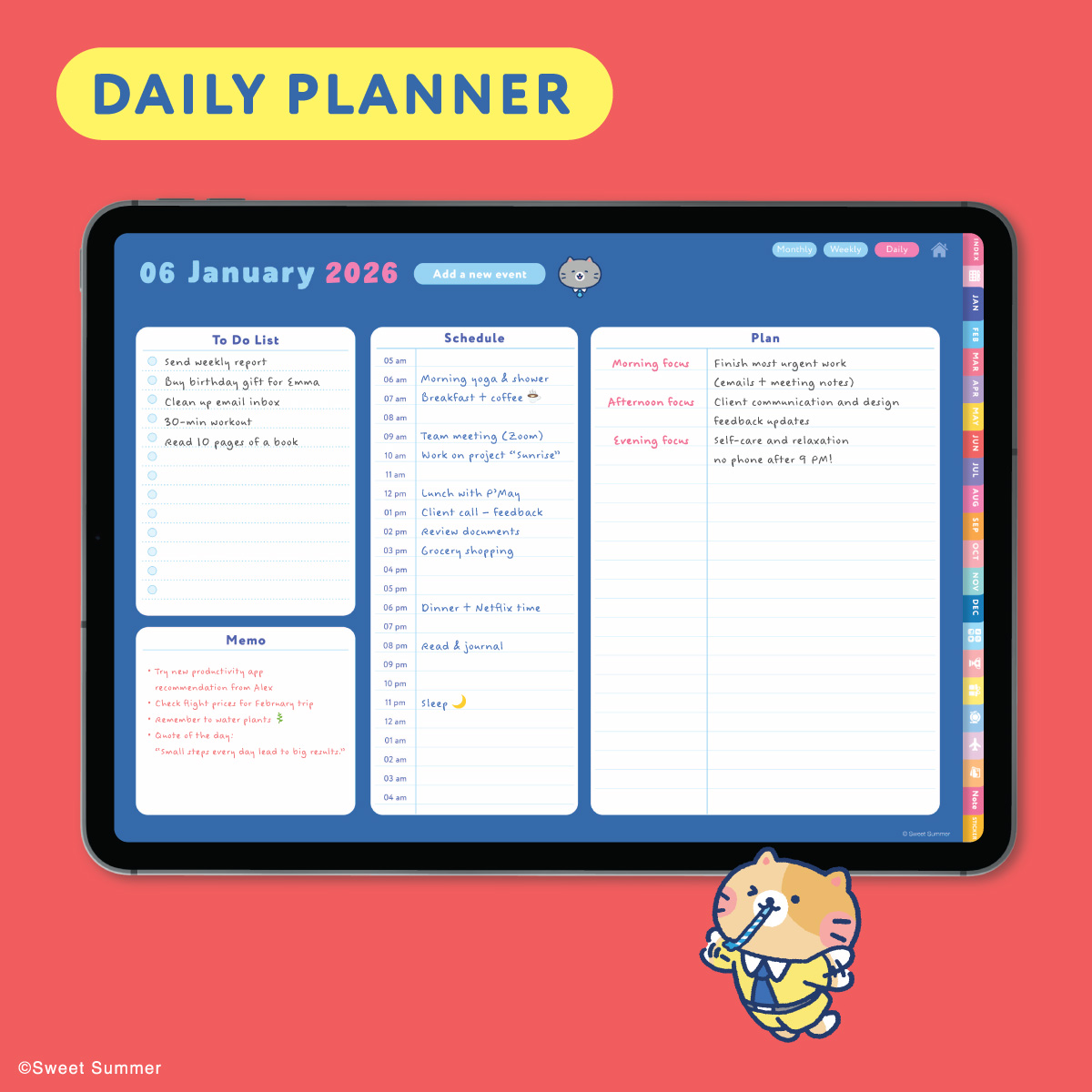 Cat Company 2026 Digital Planner for iPad (Goodnotes Compatible)