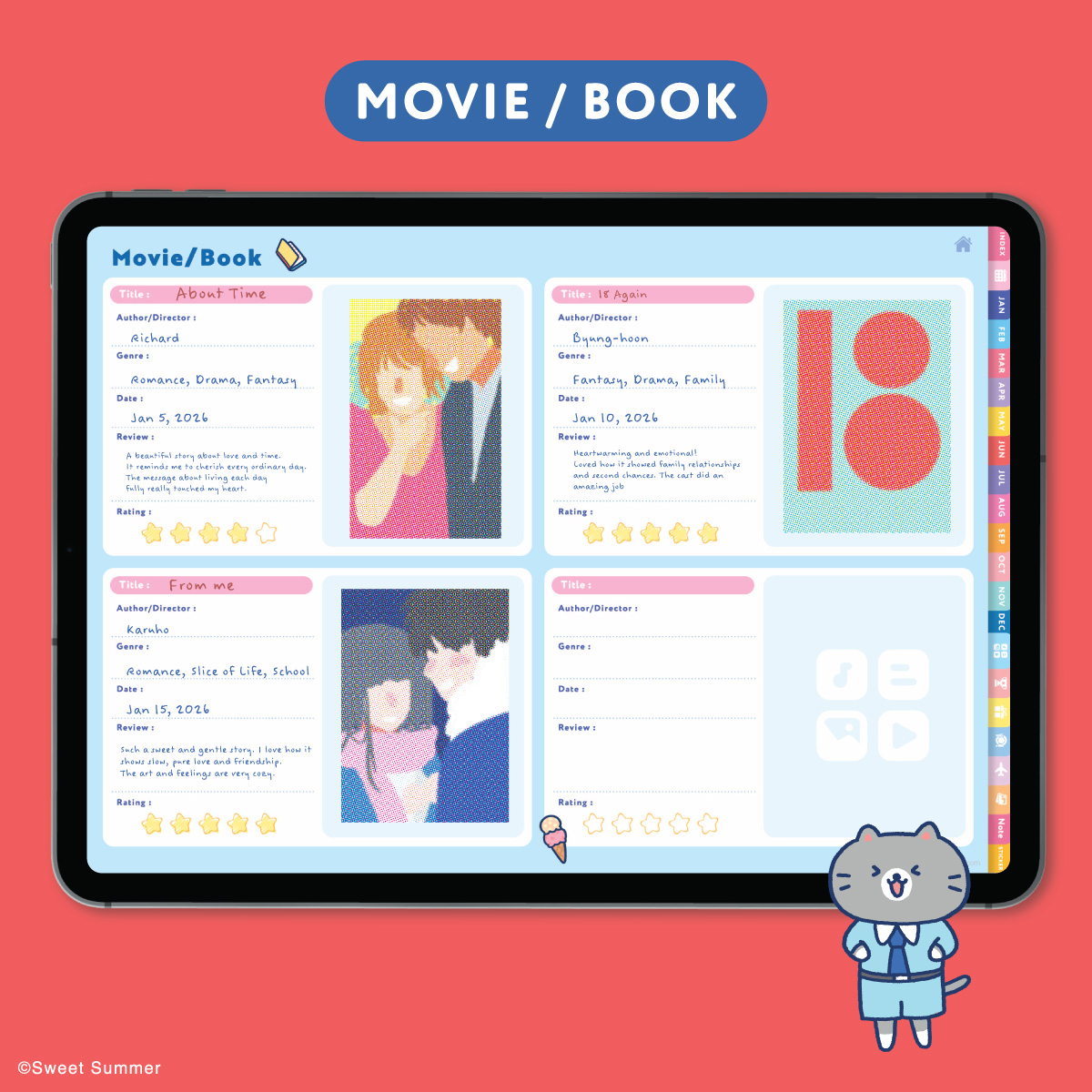 Cat Company 2026 Digital Planner for iPad (Goodnotes Compatible)