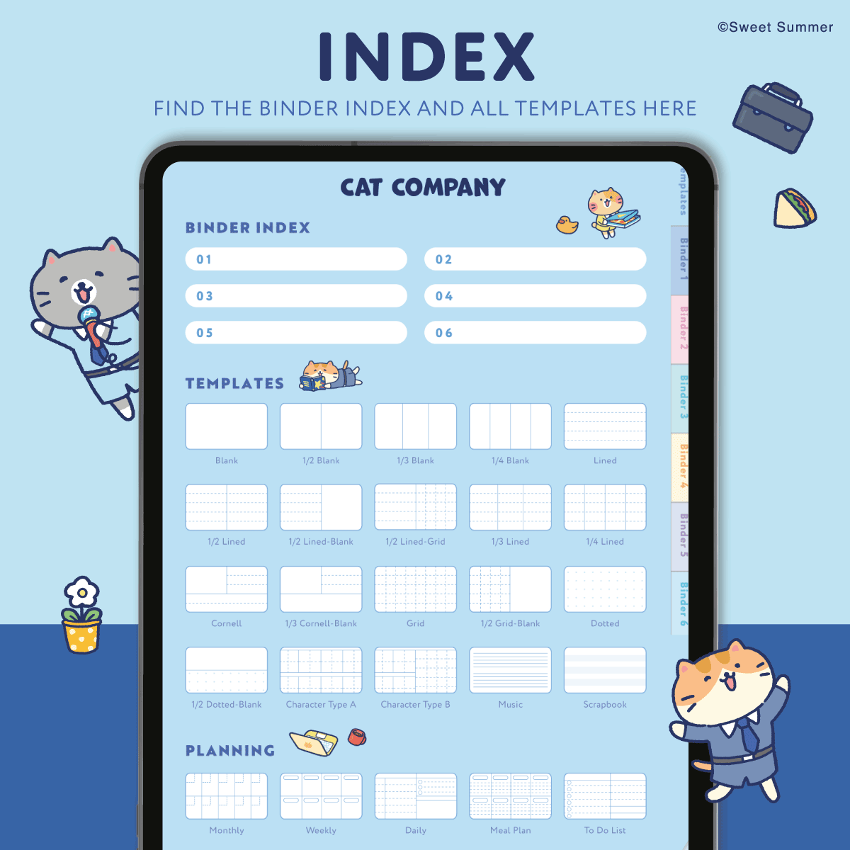Cat Company Digital Notebook, Office Planner, GoodNotes Template (Digital Download)