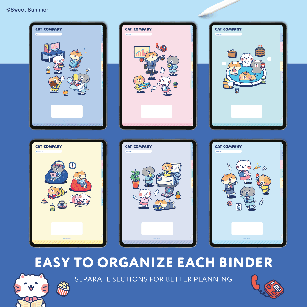 Cat Company Digital Notebook, Office Planner, GoodNotes Template (Digital Download)