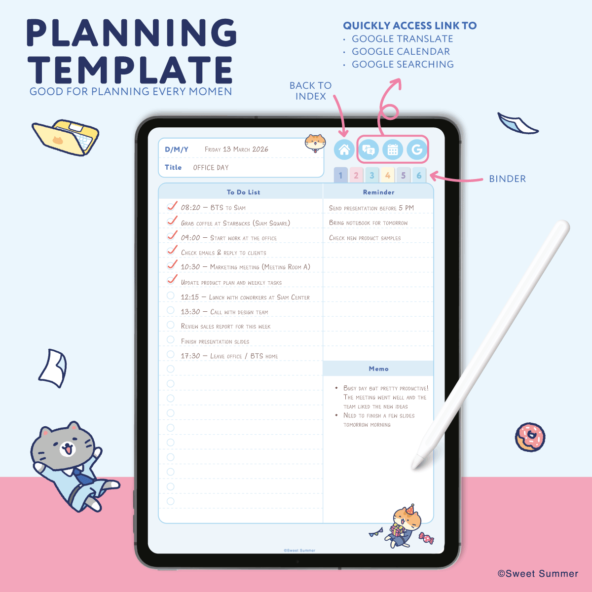 Cat Company Digital Notebook, Office Planner, GoodNotes Template (Digital Download)